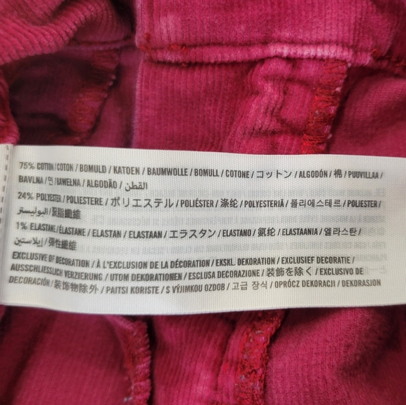 Hollister Burgundy Super skinny Low Rise Corduroy Pants Size 23 / 00 - Picture 4 of 8